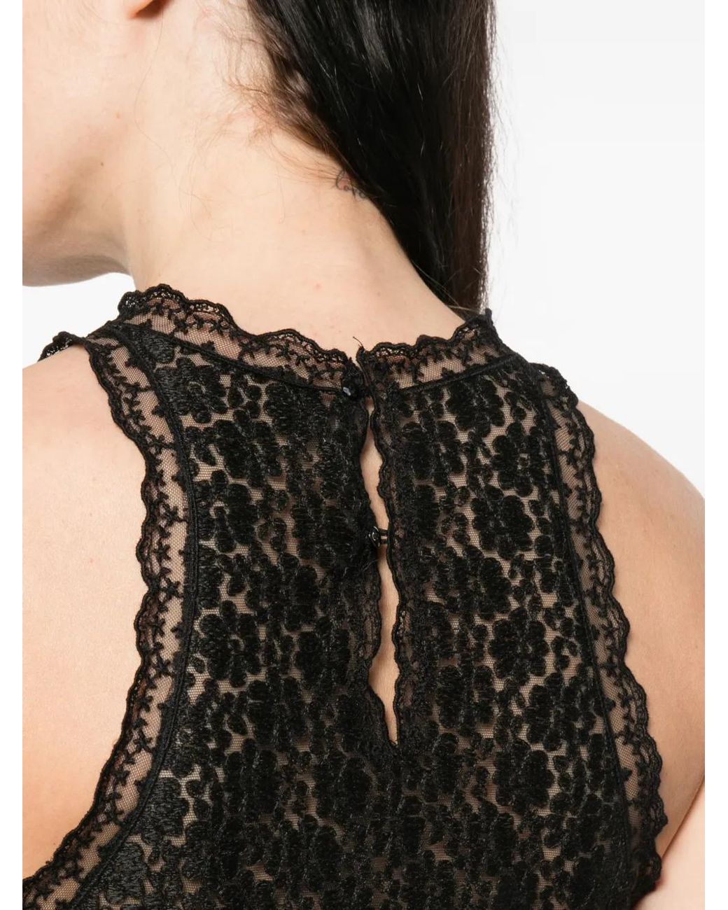 Ermanno Scervino Black Embroidery Tank Top