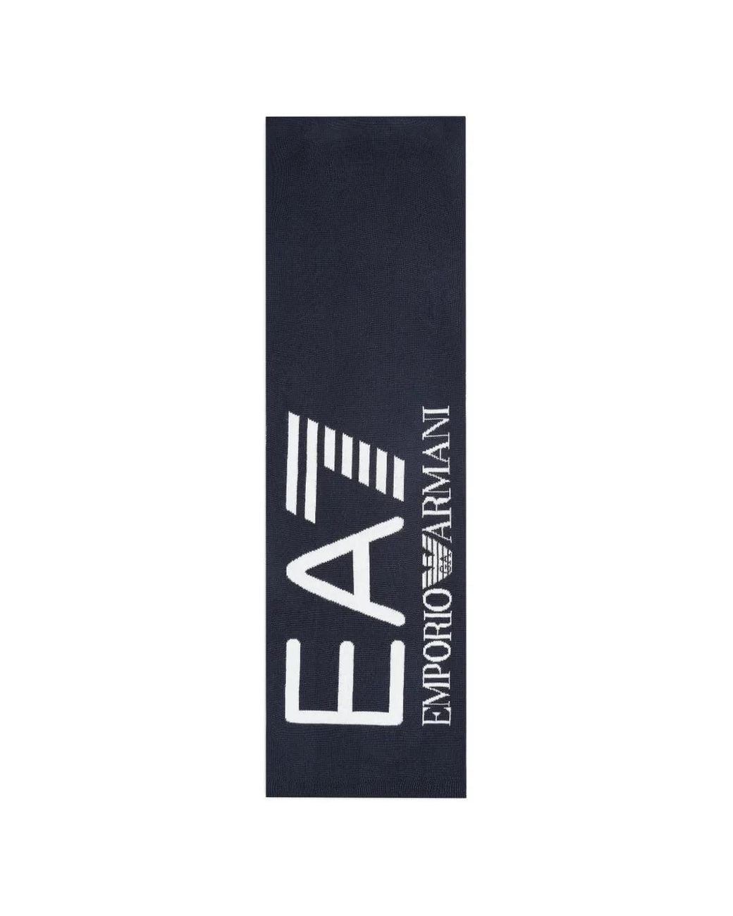 EA7 Blue Logo-Intarsia Scarf for men