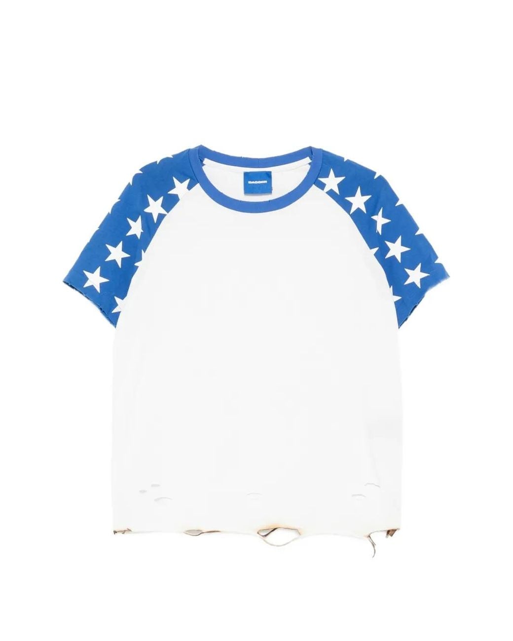 DAGGER Blue Star-Print Distressed T-Shirt for men