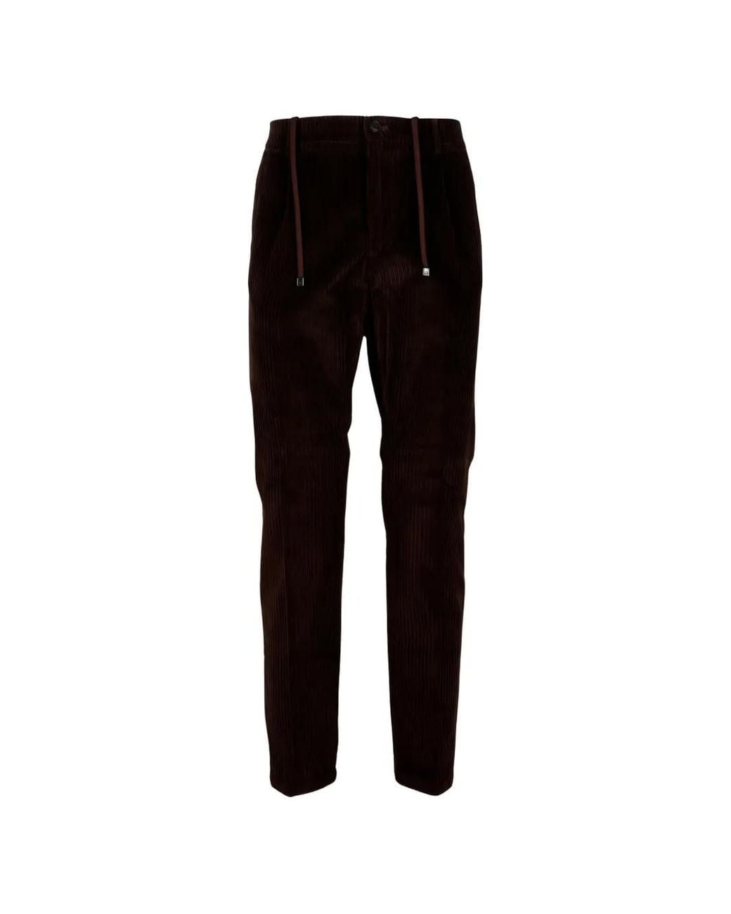 Cruna Black Corduroy Drawstring Trousers for men