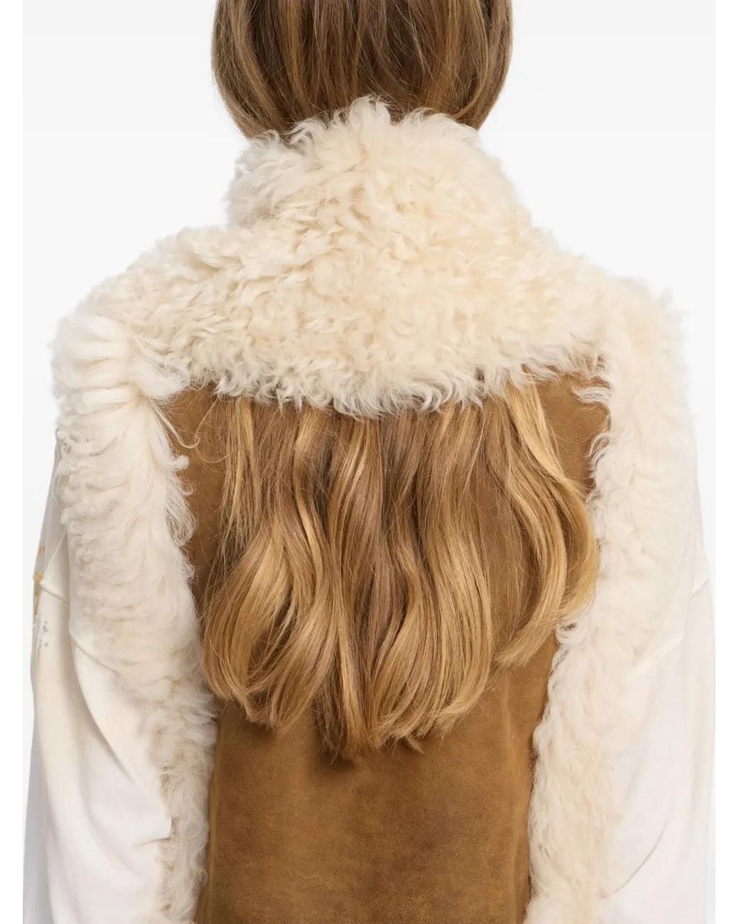Ann Demeulemeester White Curled Shearling Collar Scarf