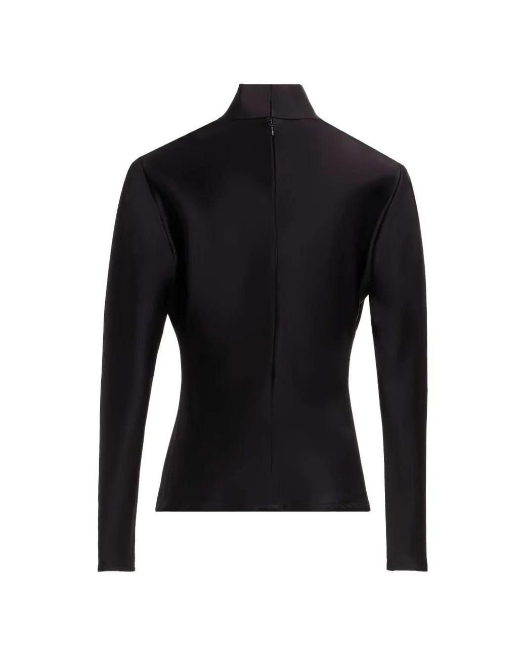 Elie Saab Black Draped Long-Sleeve Top