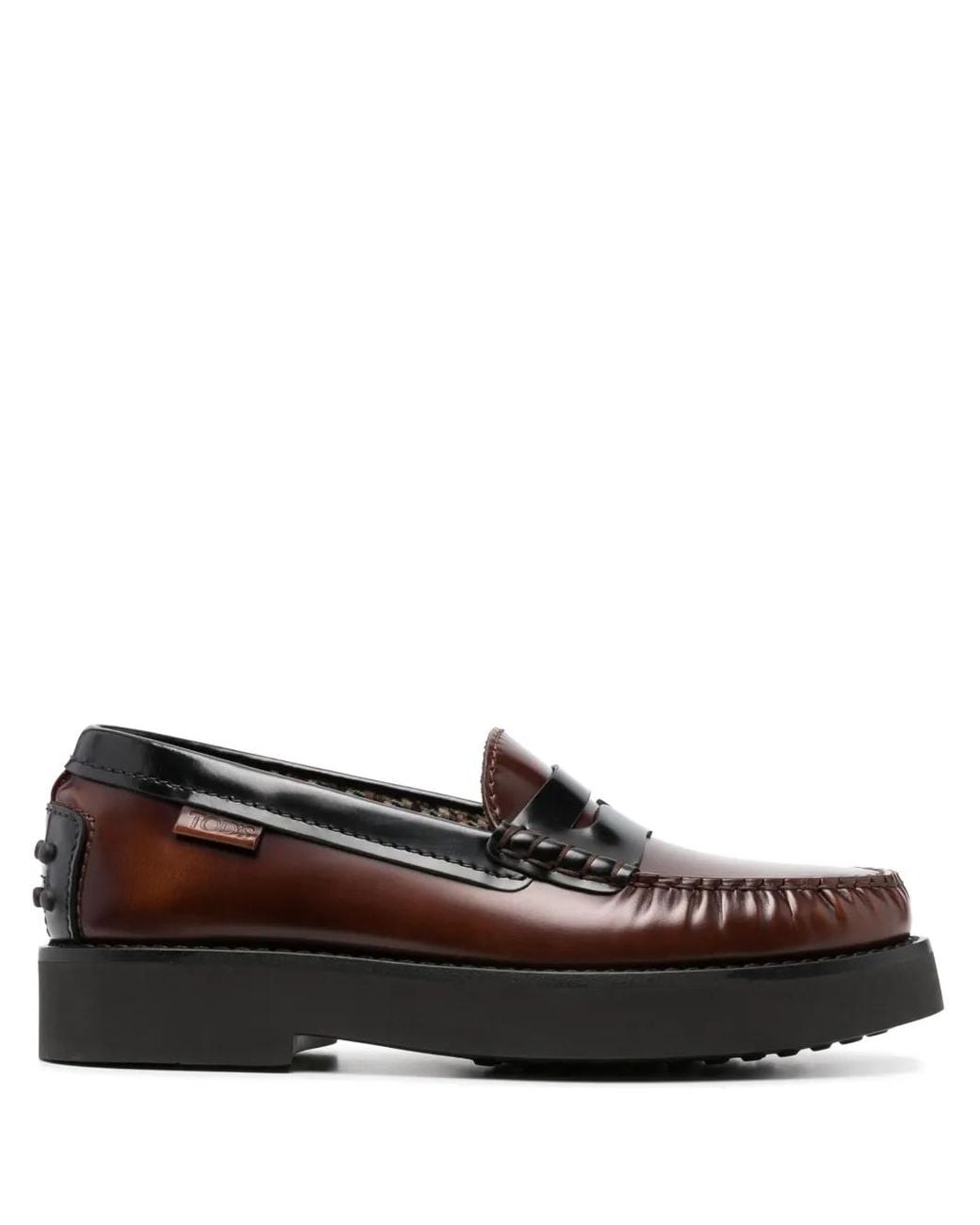 Tod's Brown Two-Tone Leather Loafers