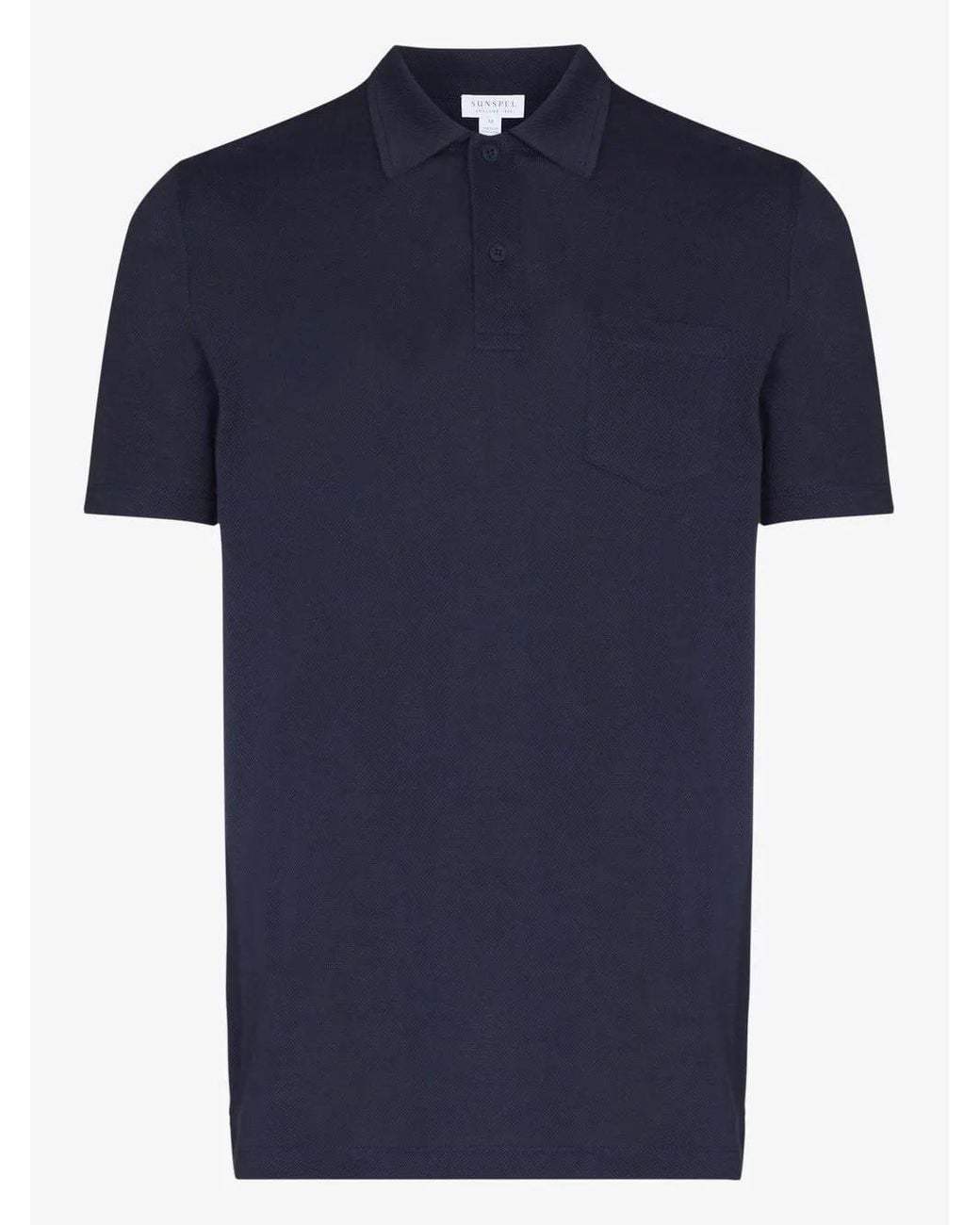 Sunspel Blue Riviera Polo Shirt for men