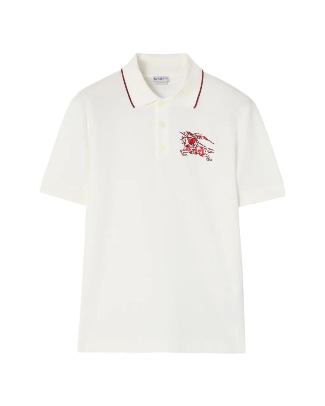 Burberry White Heart Knight Cotton Polo Shirt for men