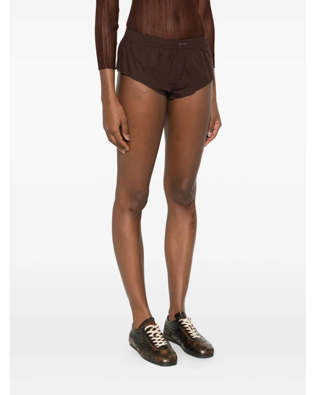 Entire studios Brown Pixie Buttoned Mini Shorts