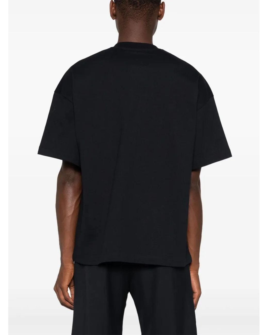 Jil Sander Black Tone-On-Tone Over Fit Mc Logo T-Shirt for men