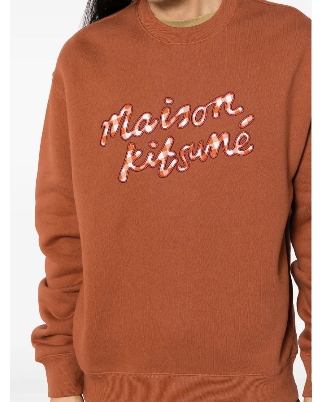 Maison Kitsuné Orange Handwriting Gingham Sweatshirt for men