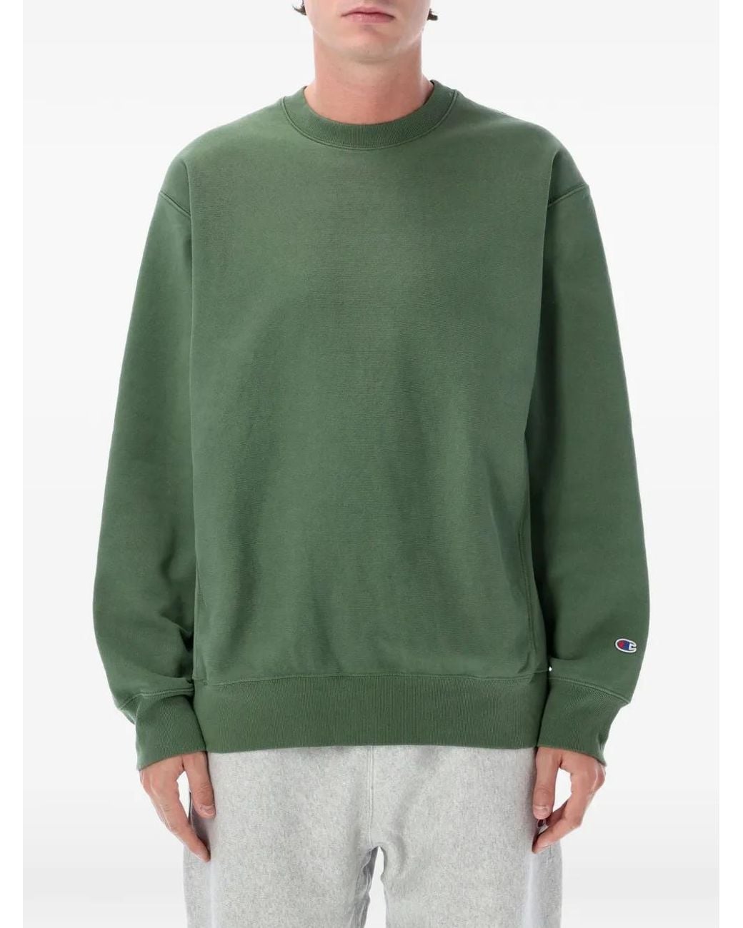 Champion Green Logo-Patch Sweatshirt for men