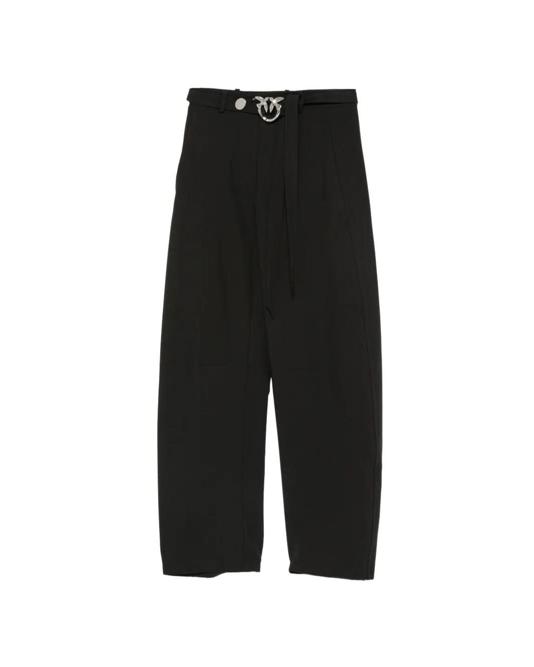 Pinko Black Polyester Viscose Trousers