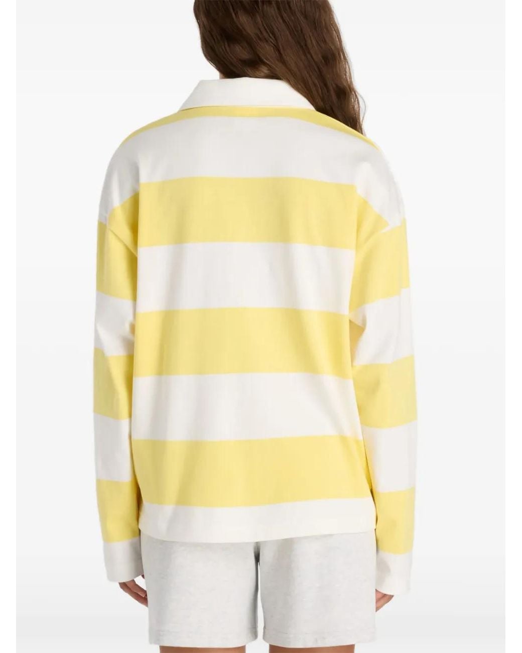 New Balance Yellow Striped Long-Sleeve Rugby Shirt