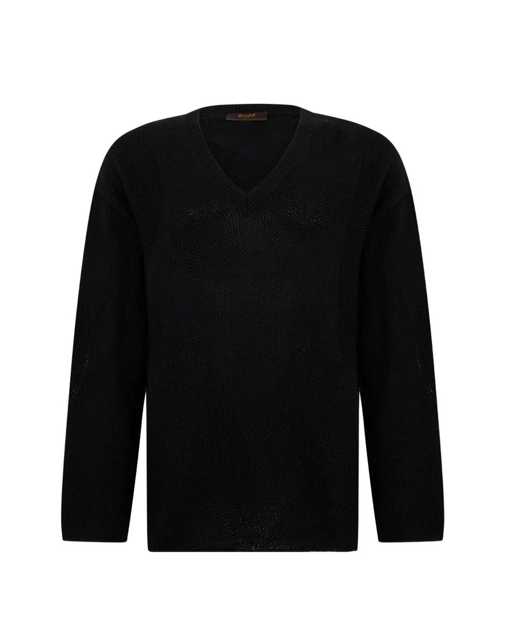 Moorer Black V-Neck Mesh-Knit Sweater
