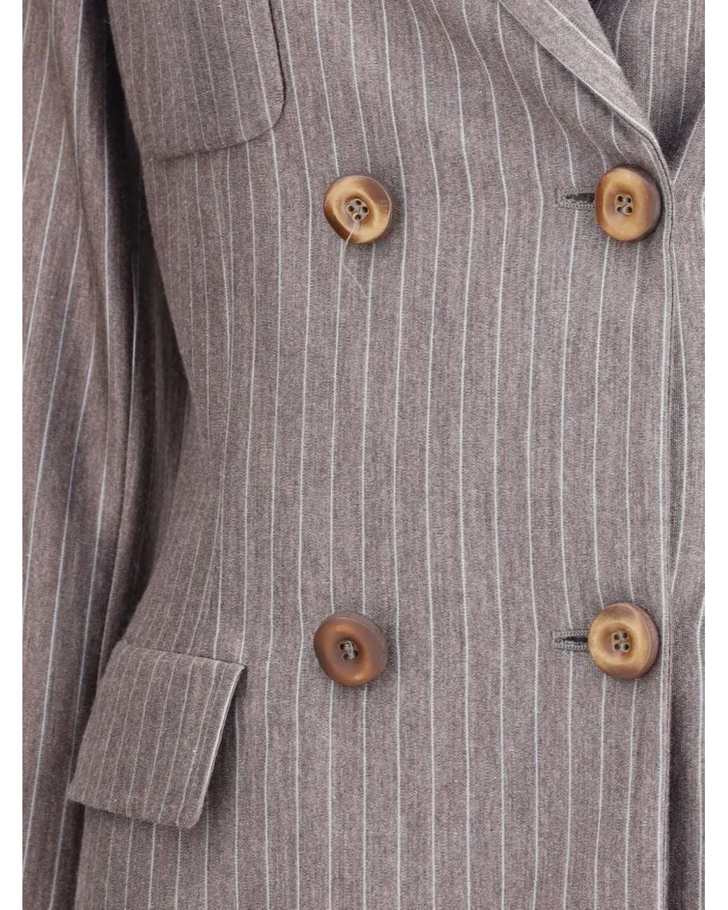 Giorgio Armani Gray Pinstripe Double-Breasted Blazer