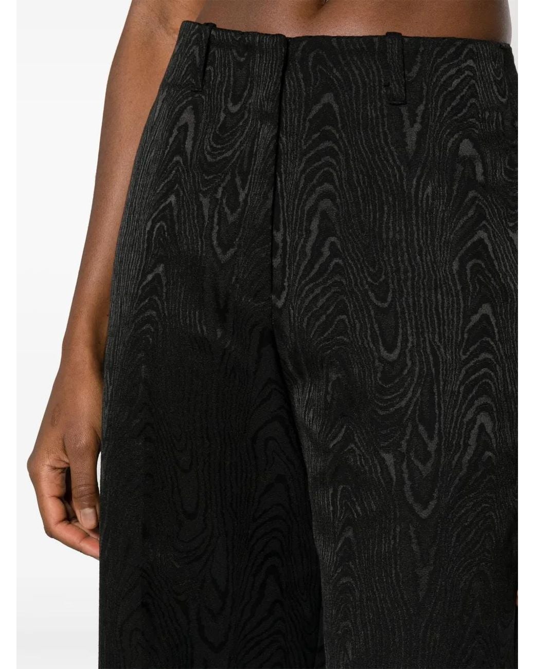 Forte_forte Black Patterned-Jacquard Straight-Leg Jeans