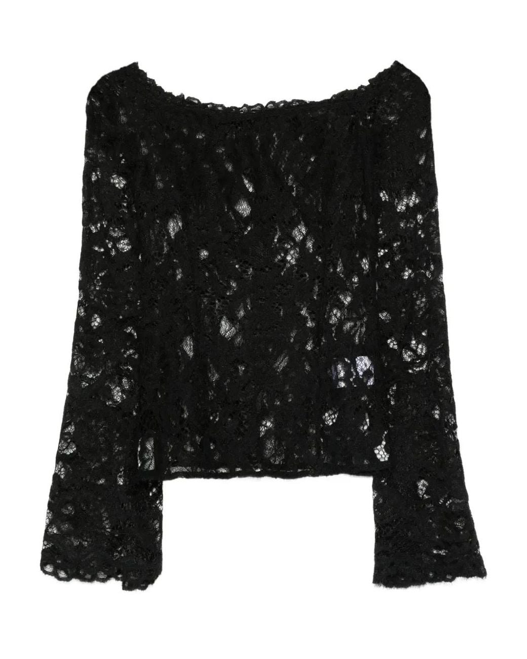 MANURI Black Nomi Lace Off-Shoulder Top