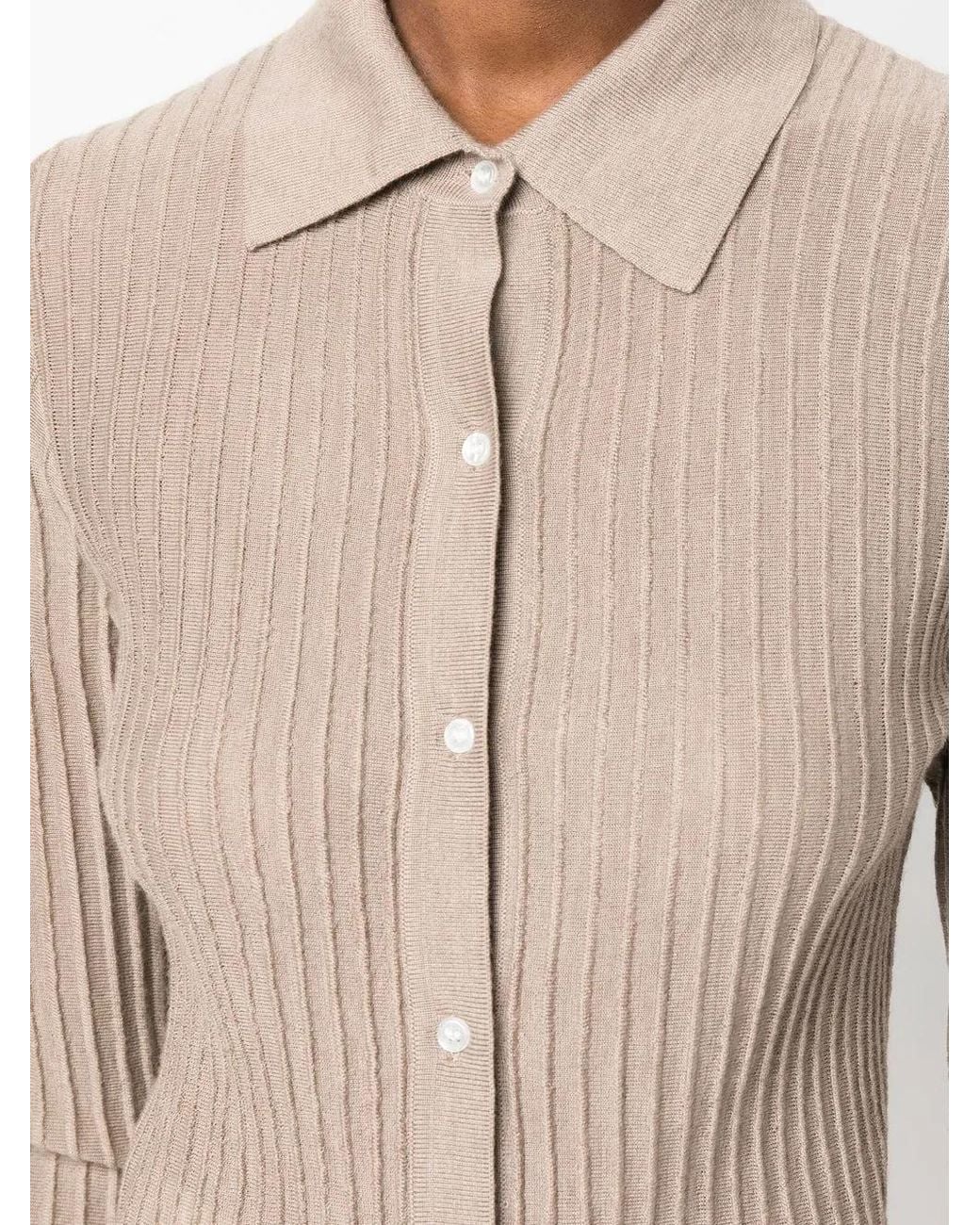 Co. Brown Ribbed-Knit Cashmere Cardigan