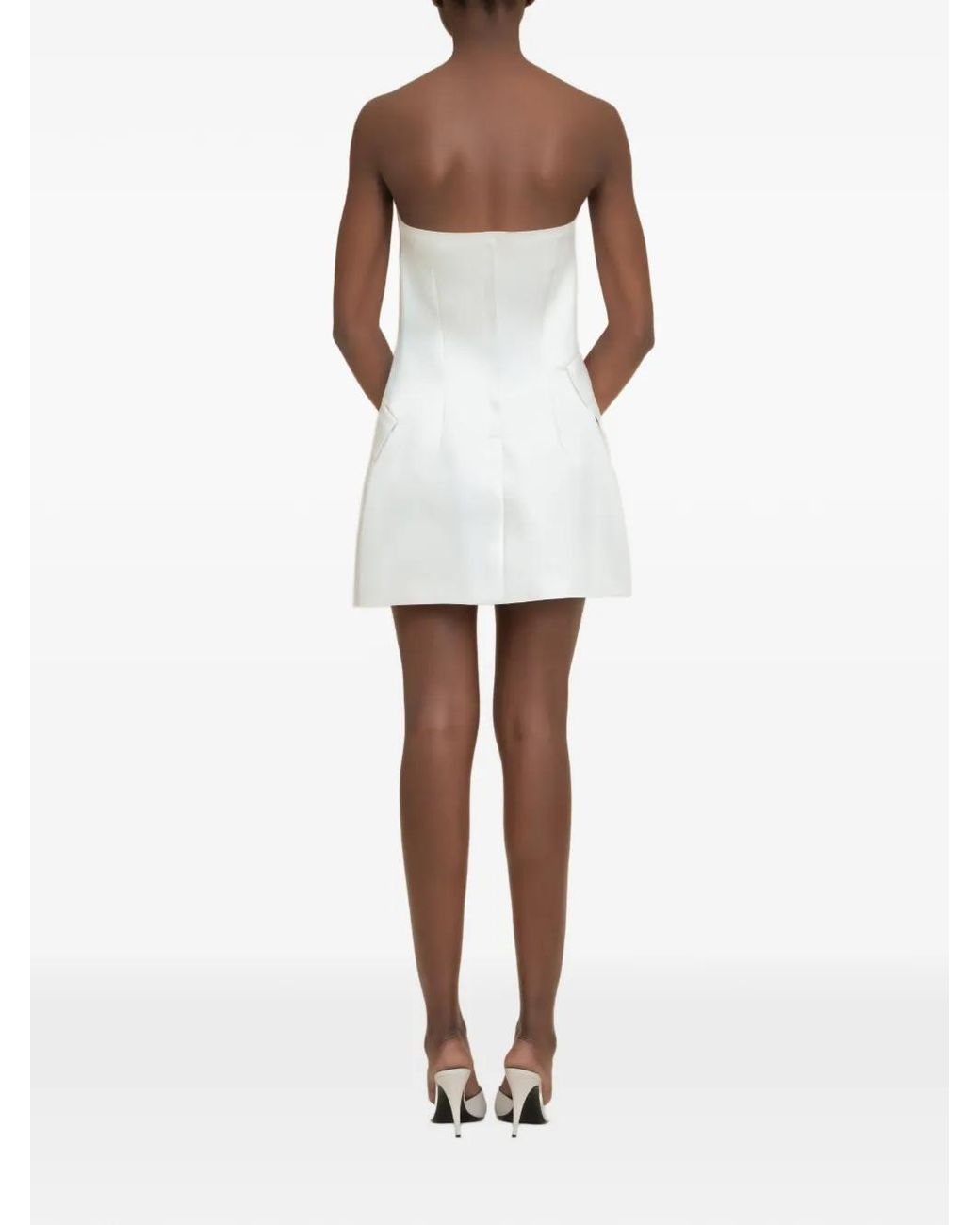 Contessa Mills White Strapless Button-Up Mini Dress