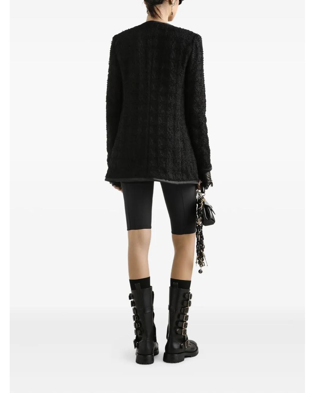 Dolce & Gabbana Black Textured Button-Up Jacket