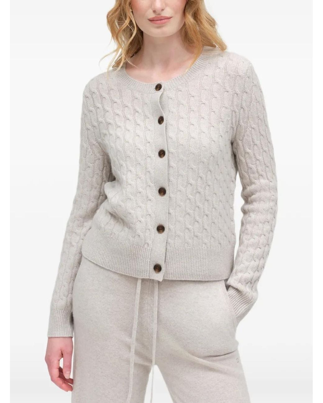 Chinti & Parker White Cable-Knit Cashmere Cardigan