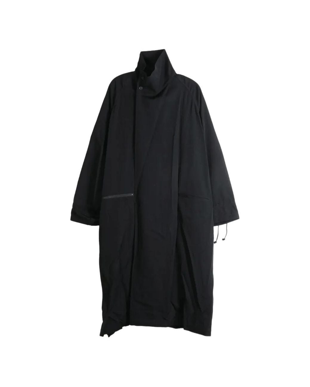 Yohji Yamamoto Black High-Neck Zip-Detail Coat for men
