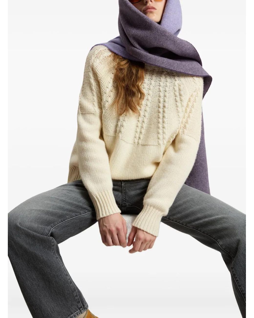 Woolrich Natural Cable-Knit Turtleneck Sweater