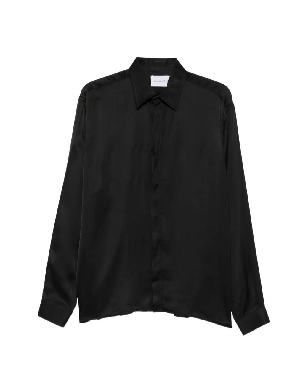 MARSĒM Black Satin-Finish Long-Sleeve Shirt for men
