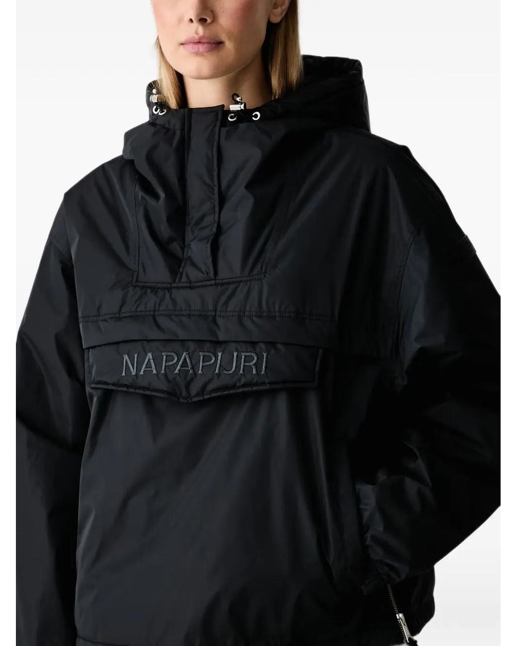 Napapijri Black Rainforest Optique Logo-Embroidered Hooded Jacket