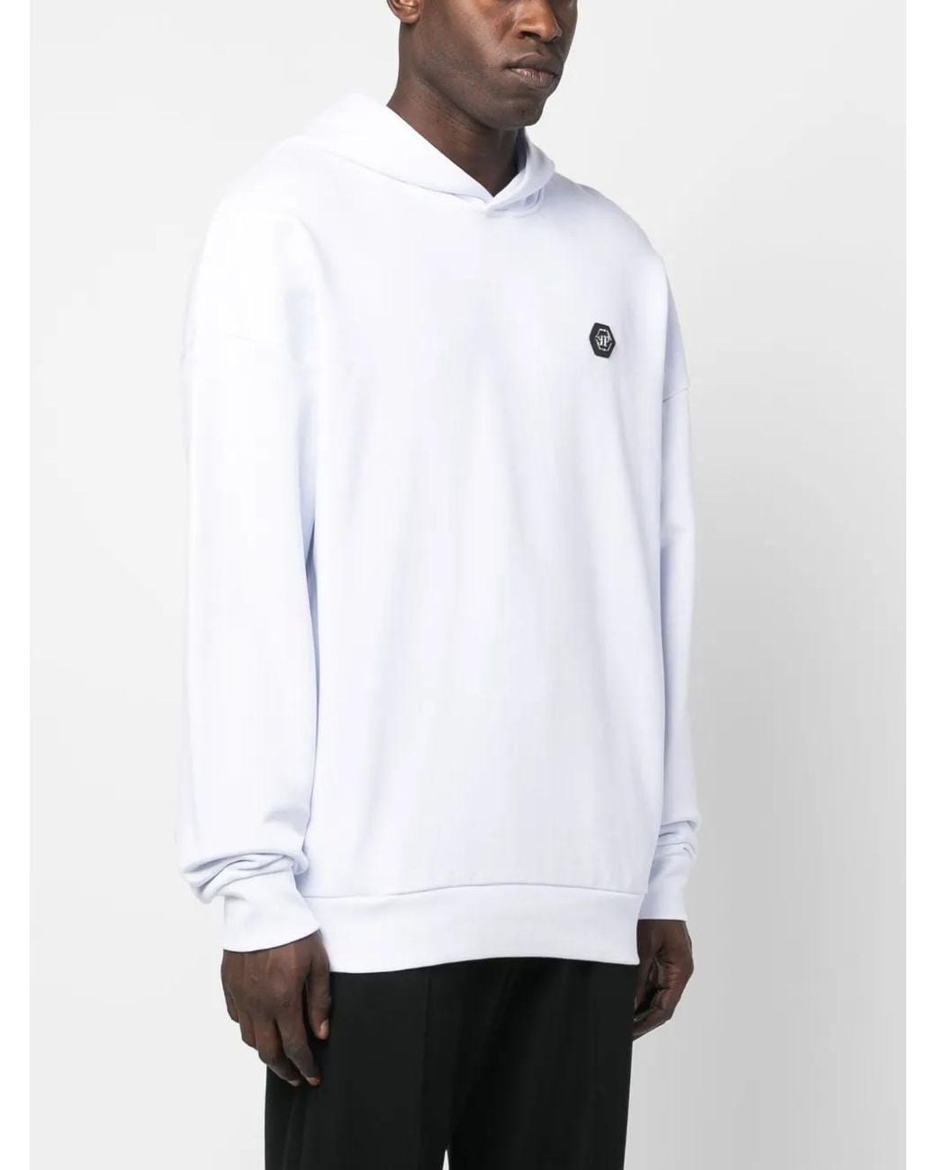 Philipp Plein White Graphic-Print Cotton Hoodie for men