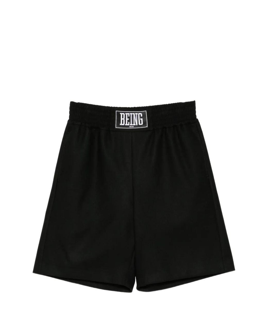 Sacai Black Logo-Patch Shorts for men