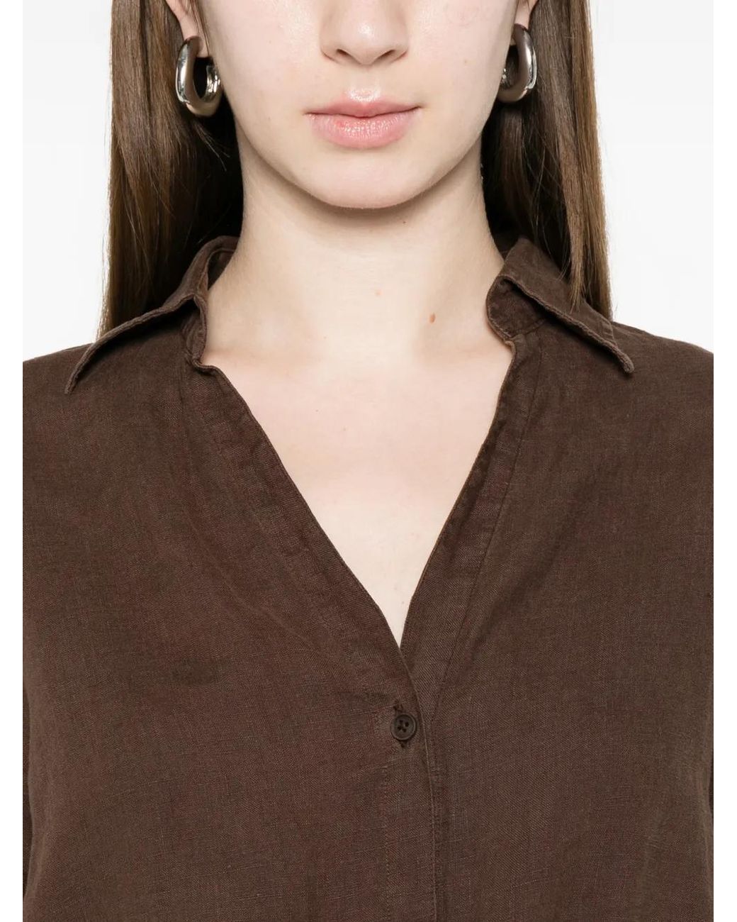 Lois Brown Tie-Front Shirt