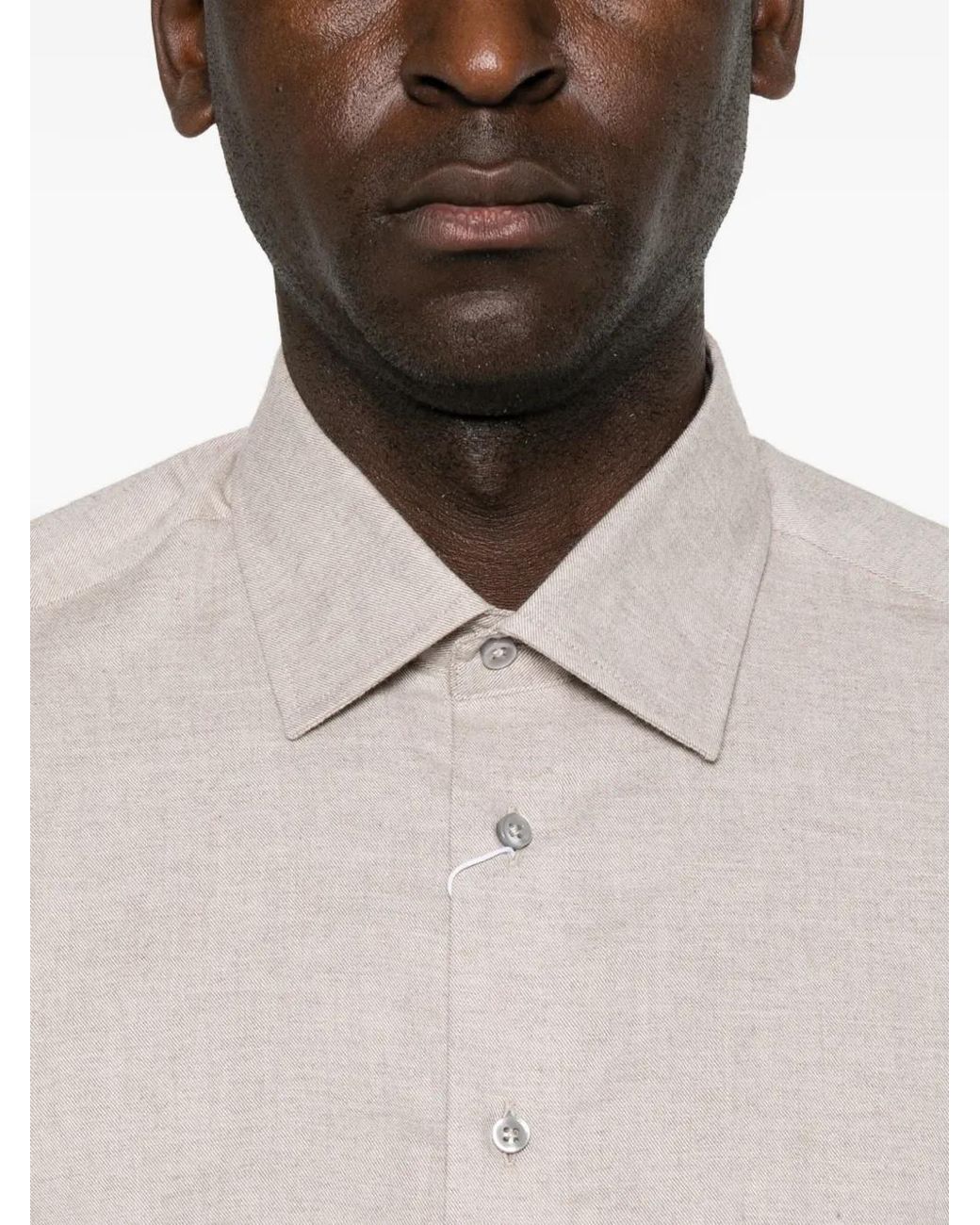 Sand White Chemise Boutonnée À Manches Longues for men