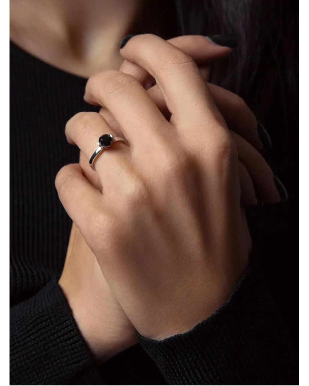 SOLO for Diamonds Black X Yulia Kusher Round-Cut Diamond-Embellished Ring