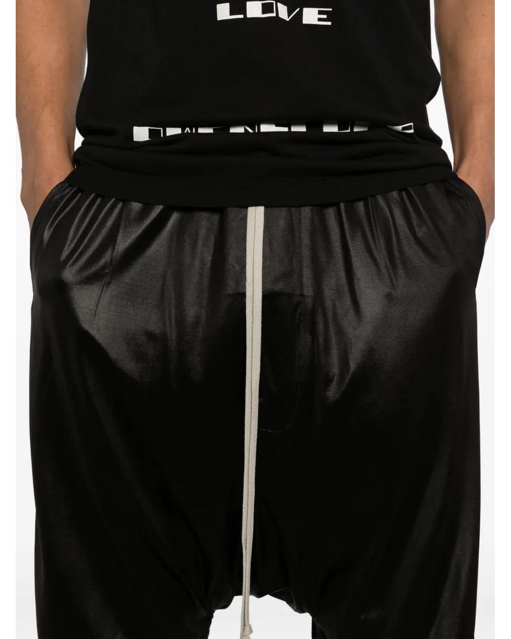 Rick Owens Black Drawstring Pods Shorts for men