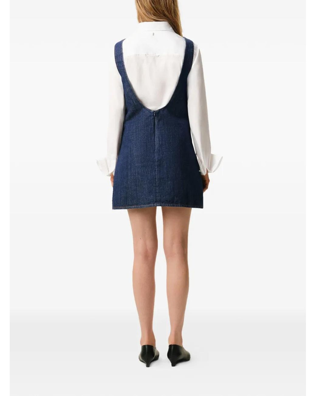 AMI Blue Cotton Short Strapped Dress