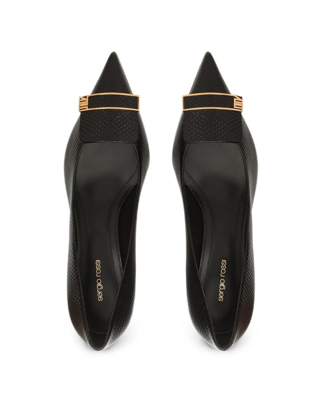 Sergio Rossi Black Sr Evolv Lizard-Effect Pumps