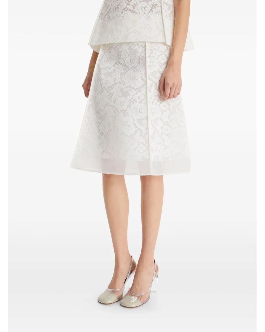 Tory Burch White Corded Lace Skirt