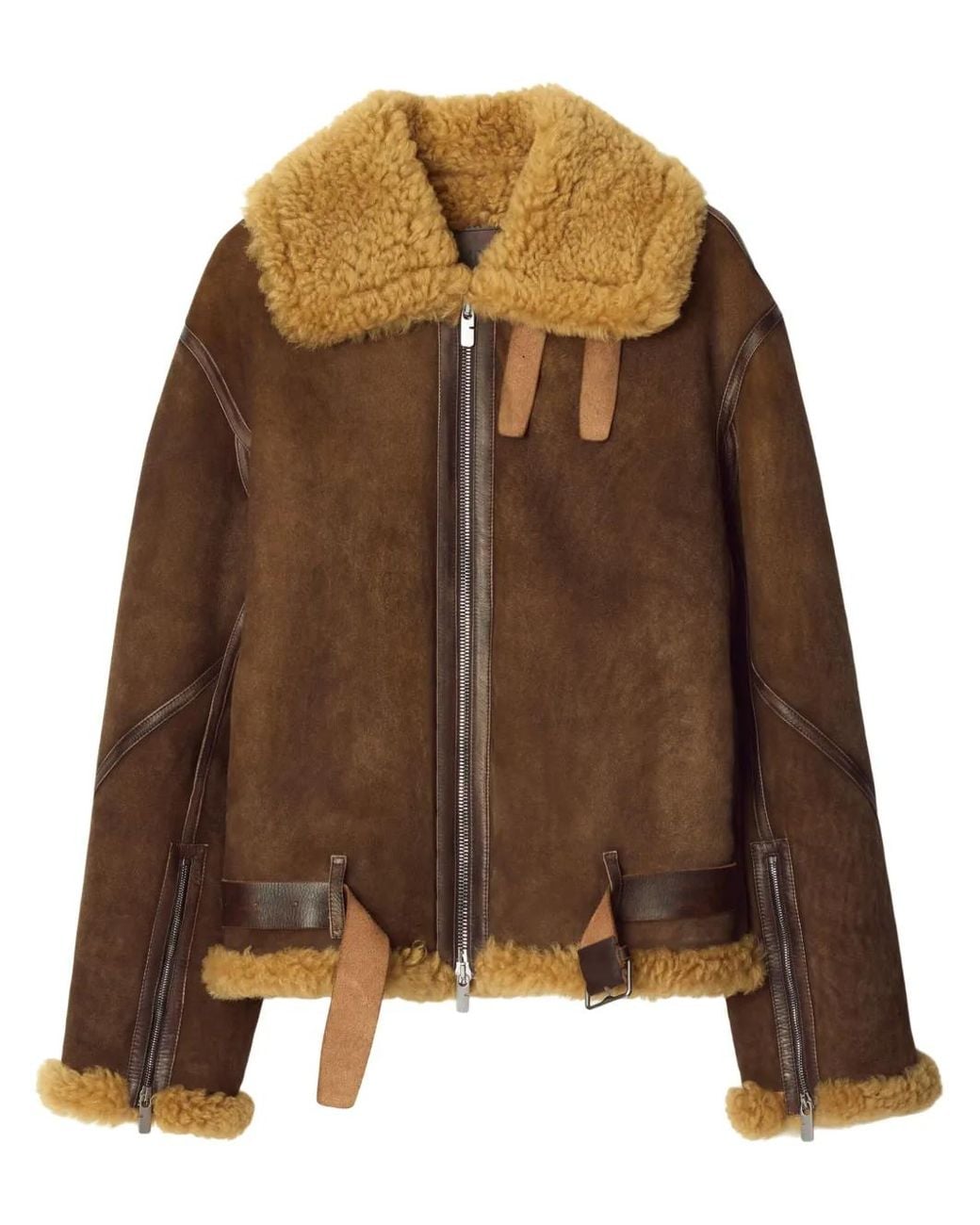 Burberry Brown Shearling Aviator Jacket for men