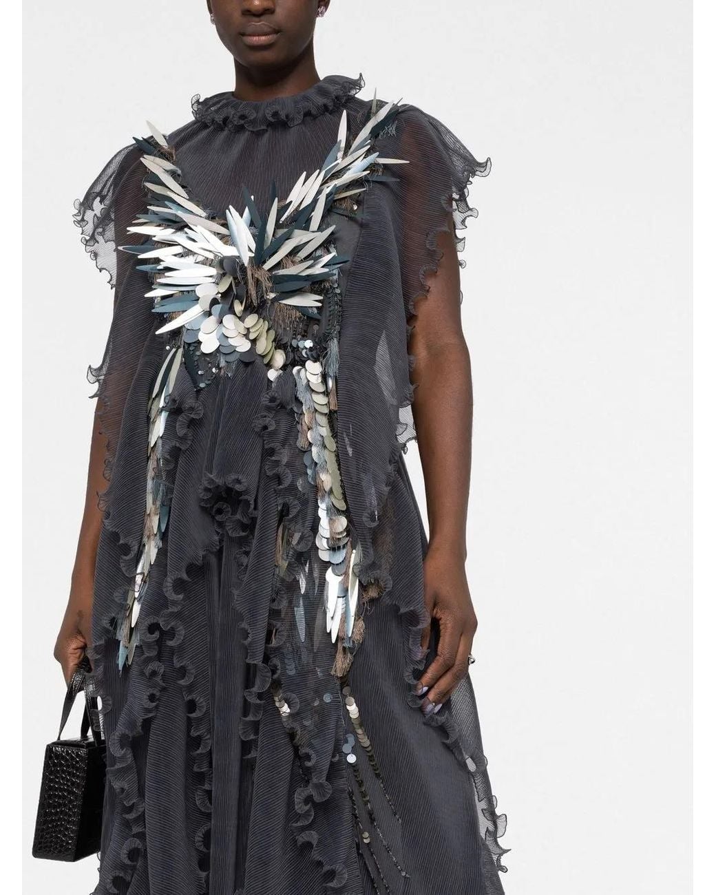 Alberta Ferretti Blue Ruffled Maxi Dress