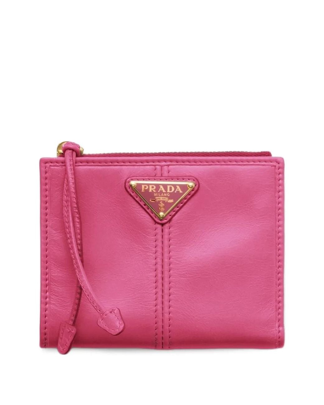 Prada Pink Triangle-Logo Small Wallet