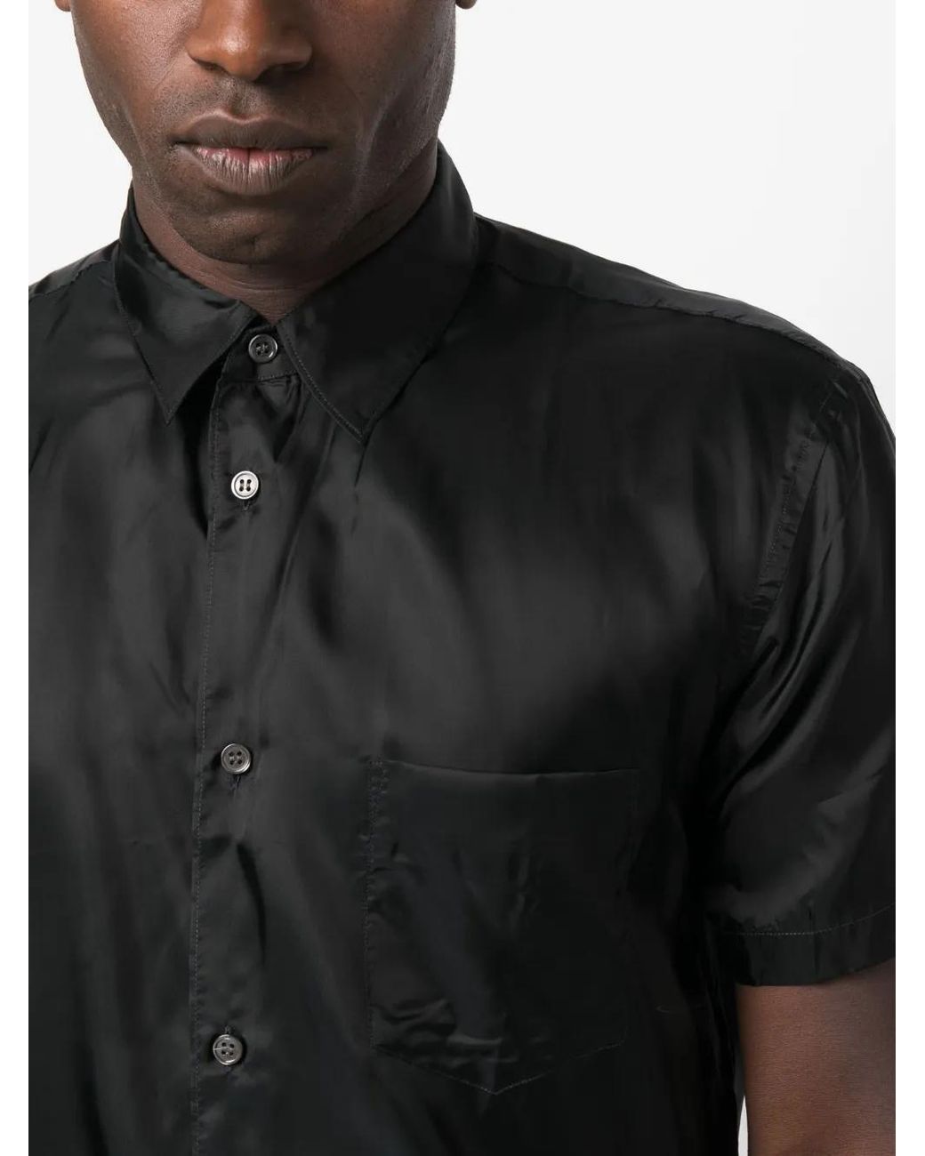 Comme des Garçons Black Satin-Finish Short-Sleeve Shirt for men
