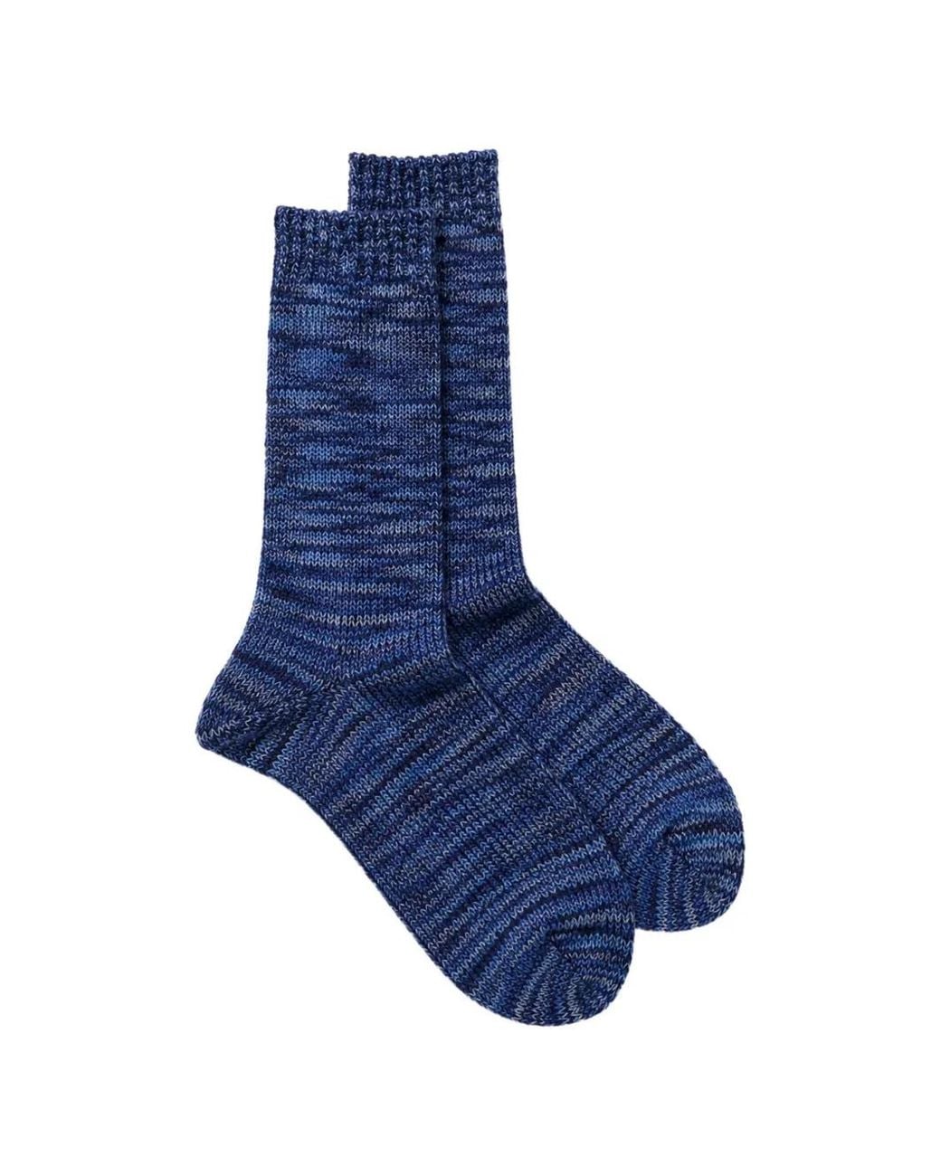 Anonymous Ism Blue Chaussettes En Maille À Poignets Côtelés for men