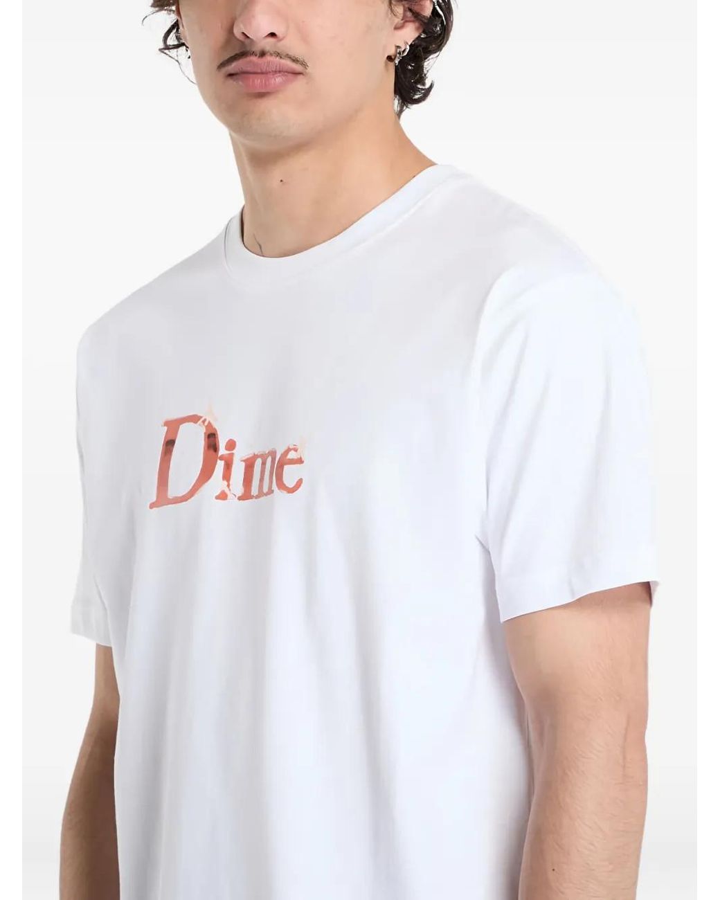 Dime White Logo-Print T-Shirt