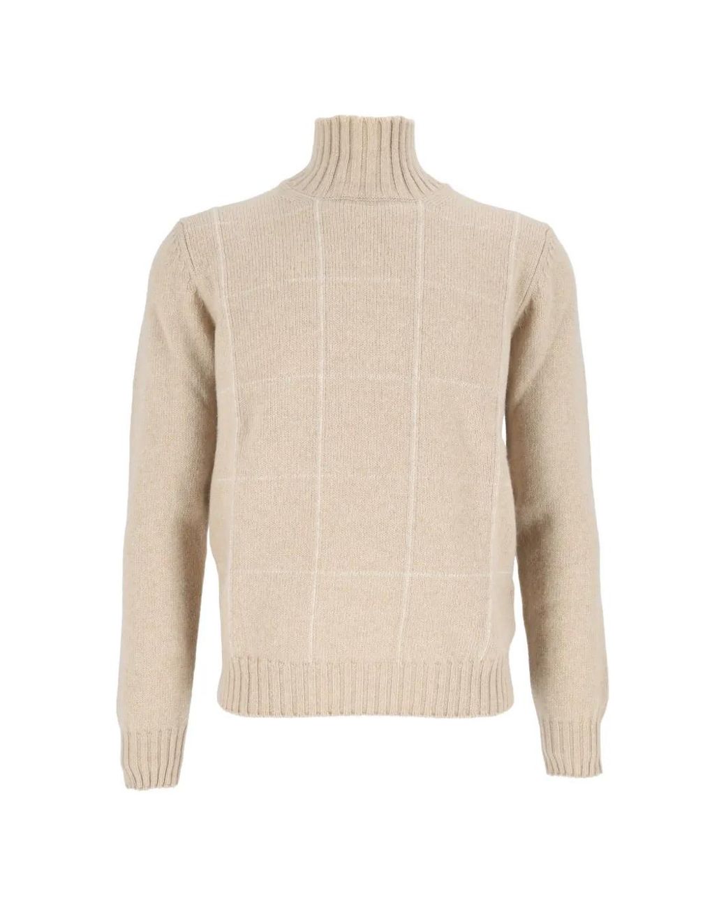 SETTEFILI CASHMERE Natural Check-Patterned Sweater for men