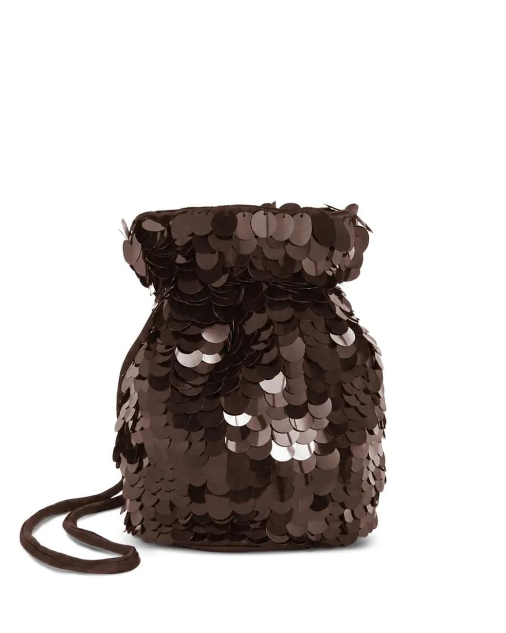 P.A.R.O.S.H. Brown Sequin-Embellished Bucket Bag