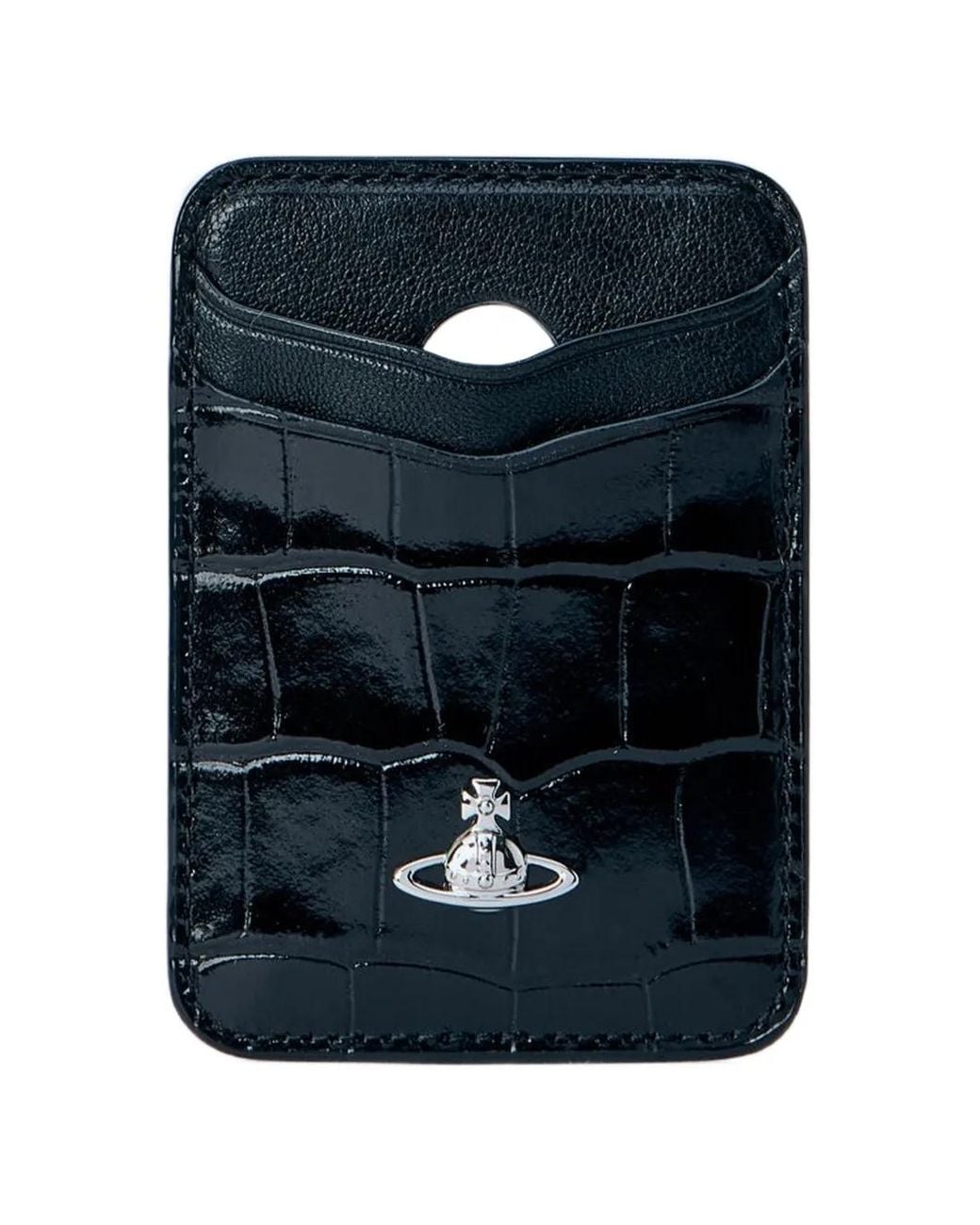 Vivienne Westwood Black Croc-Embossed Orb Card Holder