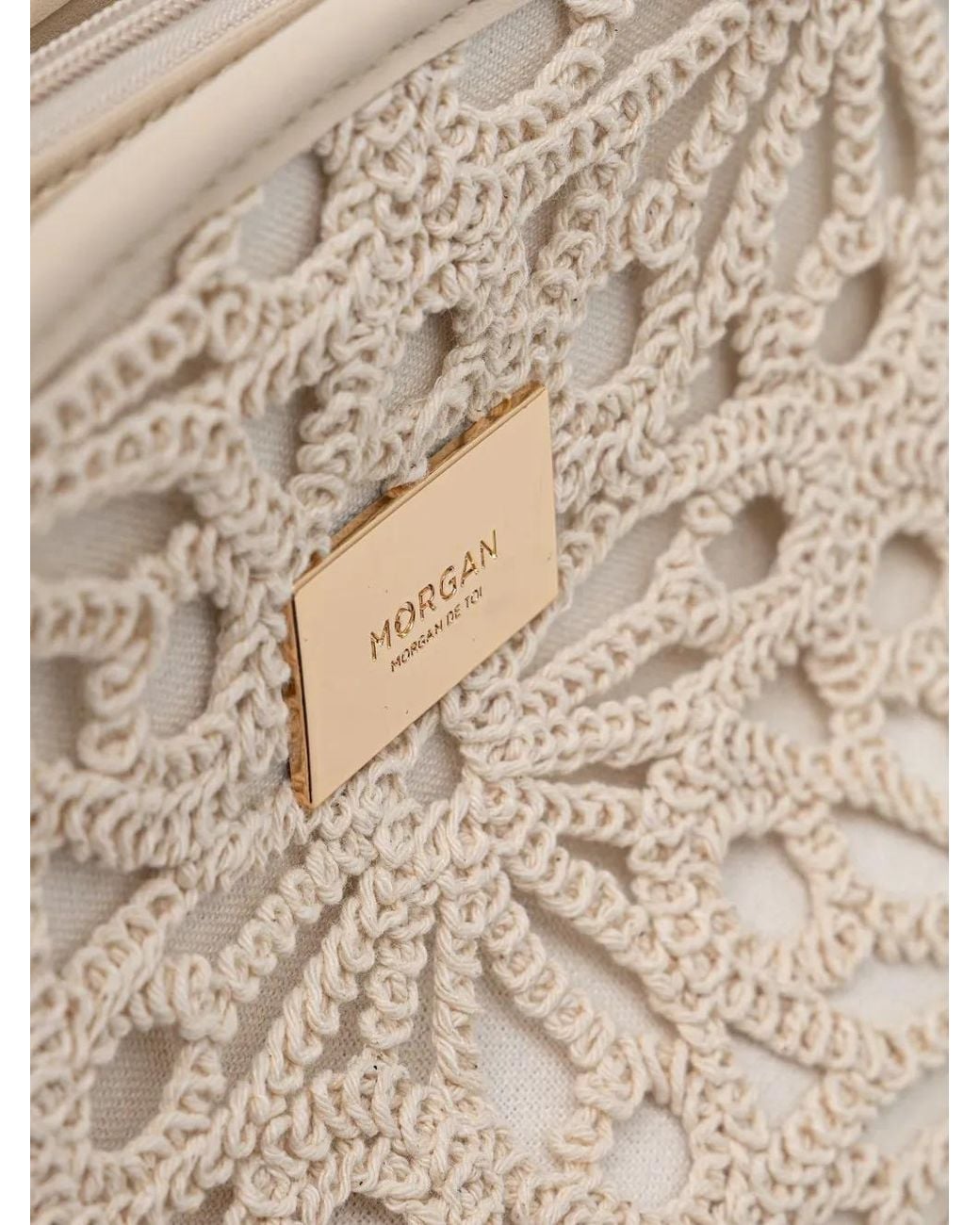 Morgan Natural Crochet-Knit Tote Bag