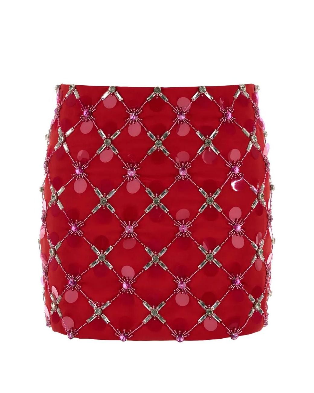 Des Phemmes Red Beaded Mini Skirt
