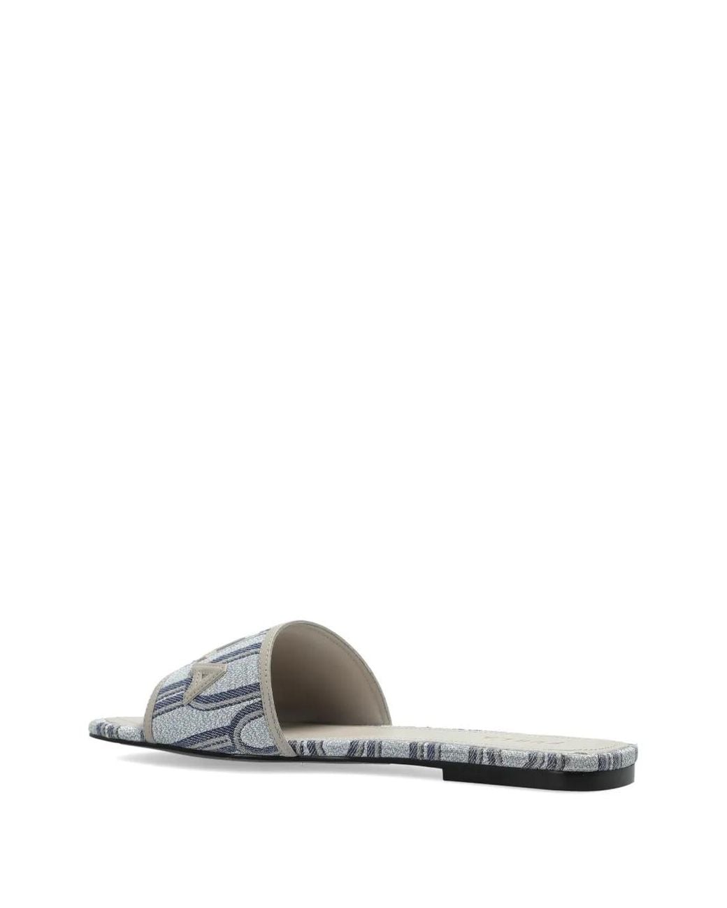 Furla White Logo Striped Flat Sandals