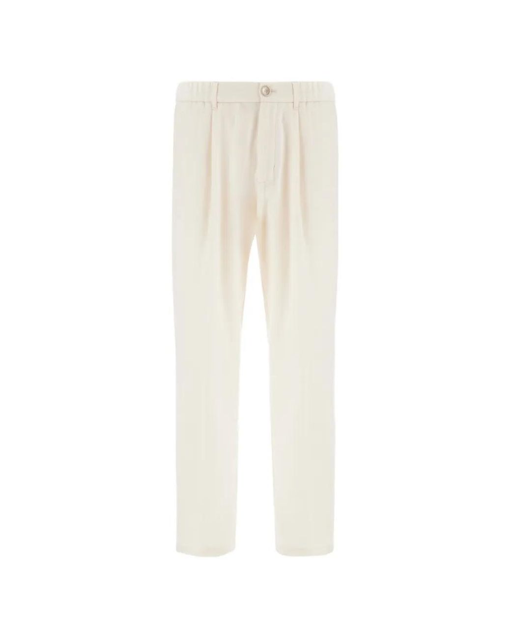 Herno White Pleated Trousers for men