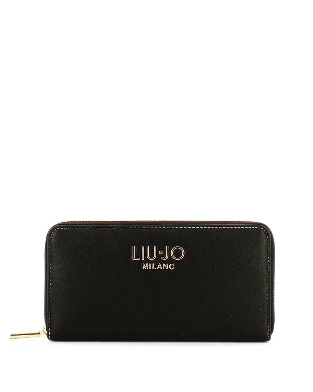 Liu Jo Black Portefeuille Zippé À Plaque Logo